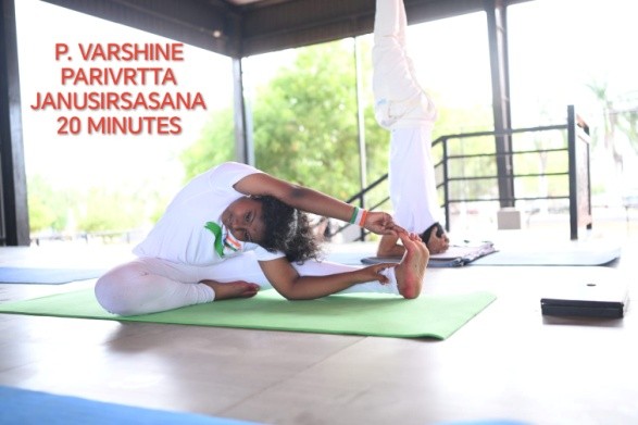 LONGEST DURATION HOLDING PARIVRTTA JANU SIRSASANA FOR 20 MINS